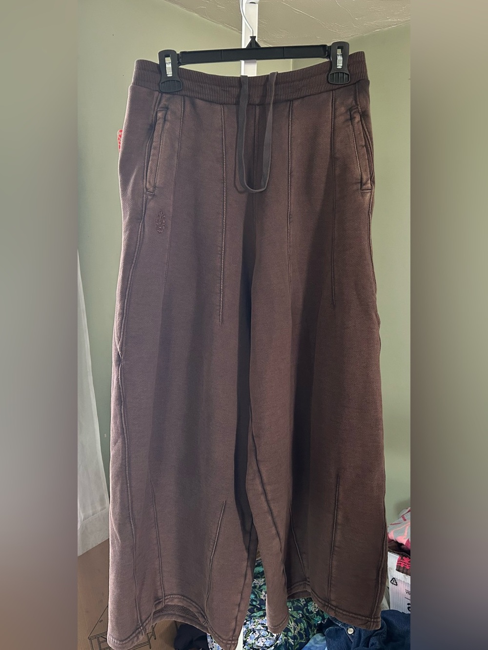 Free People Wide Leg Barrel Sweatpants in Brown